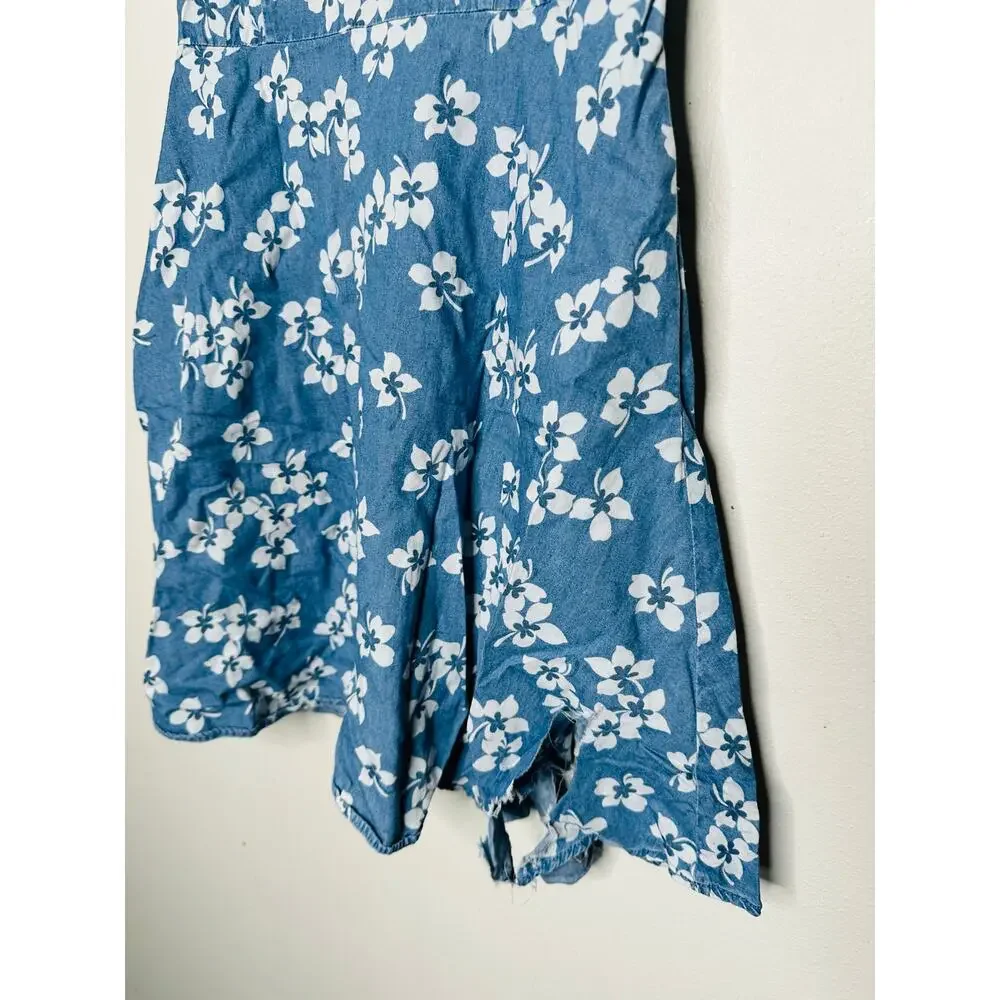 DRAPER JAMES Blue White Floral Sleeveless V-Neckline Love Circle Dress Size 2 - Picture 5 of 10